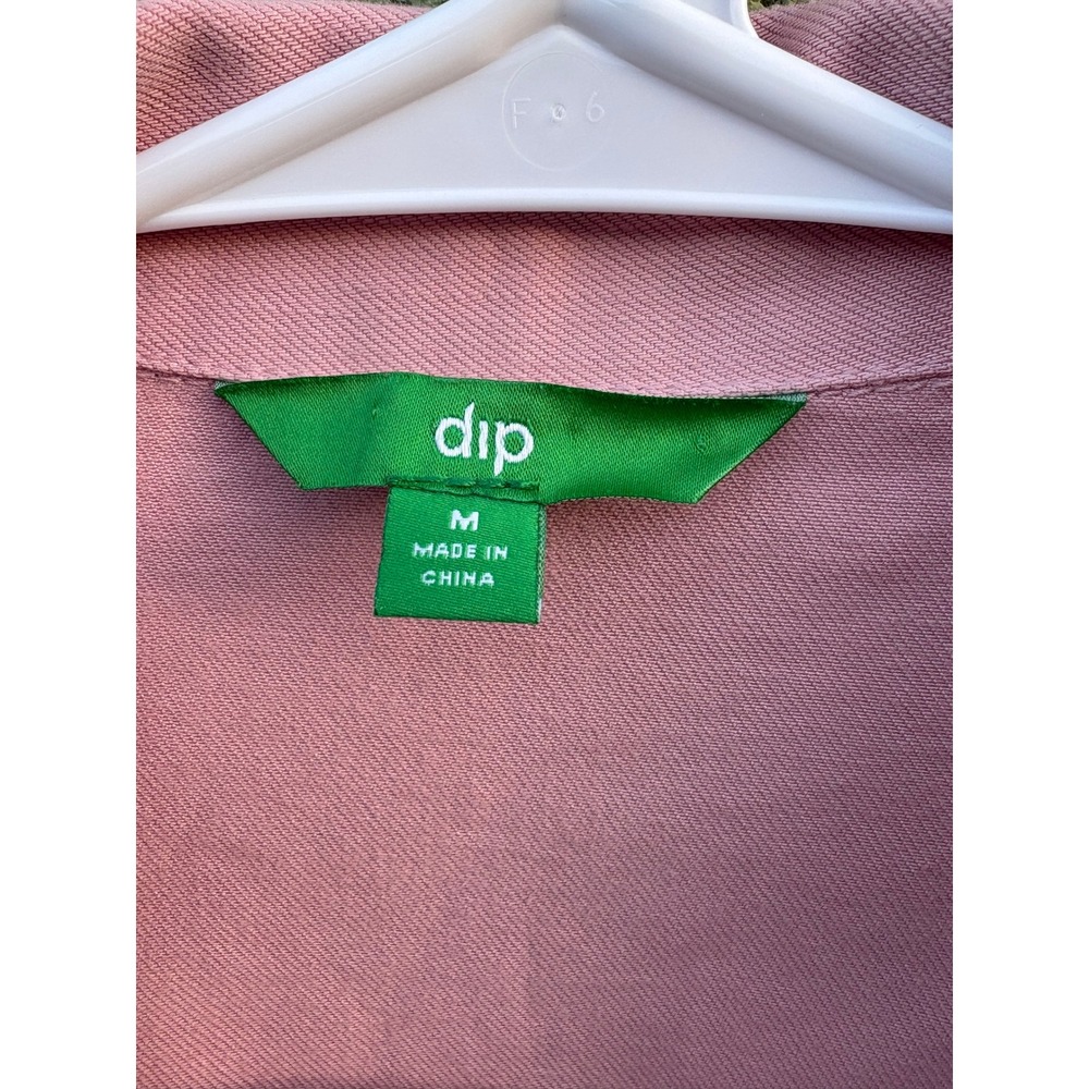 Dip Womens Pink Utility Jacket Snap Front Drawstring Waist Mauve Denim Medium - Picture 4 of 13